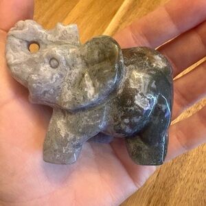 Hand-Carved Stone Elephant Figurine